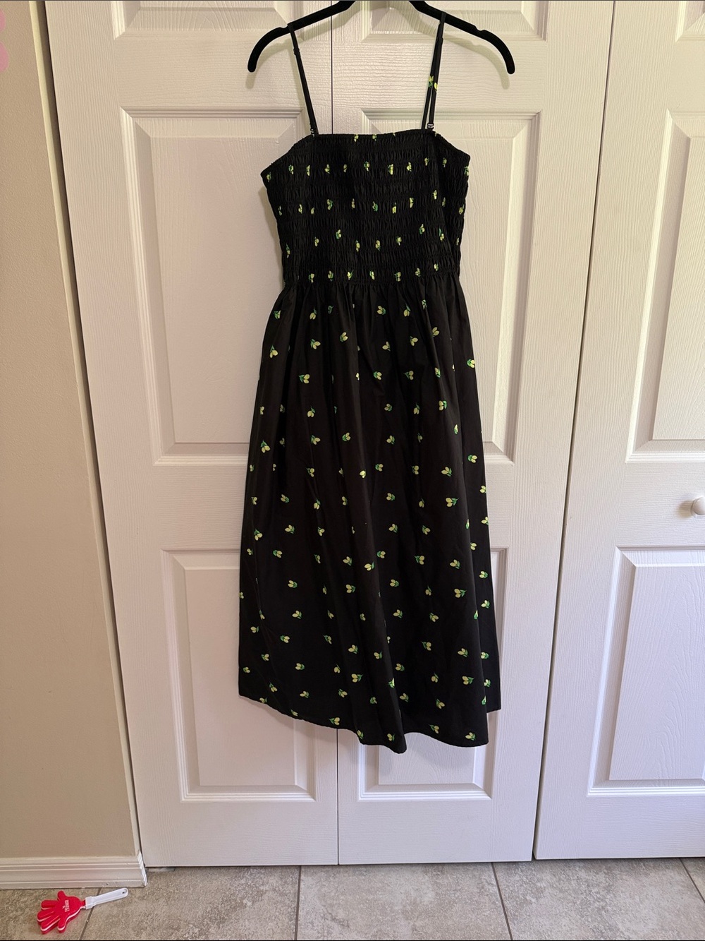 a new day Black Midi Dress with Lime Green Floral Print